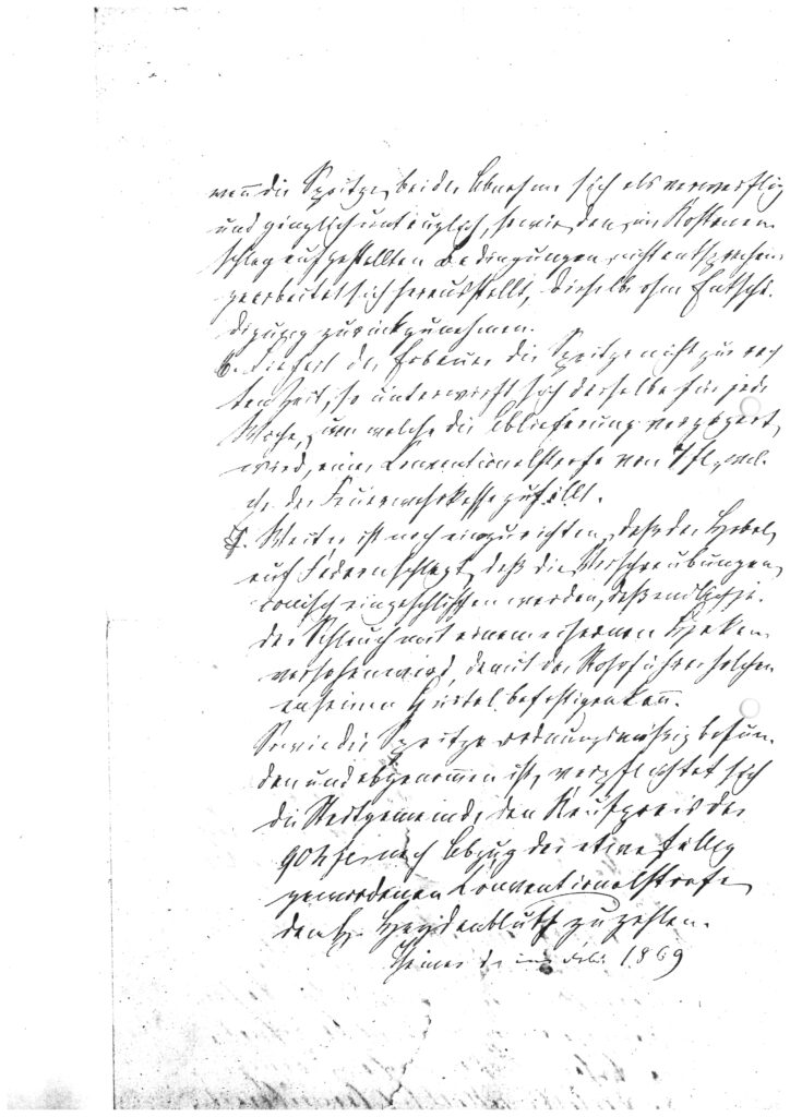 Vertrag Bau Abprotzspritze 1869
