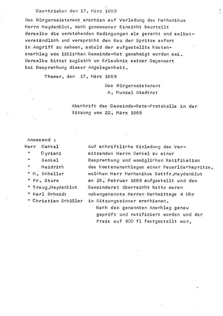 Vertrag Bau Abprotzspritze Anschrift 1869