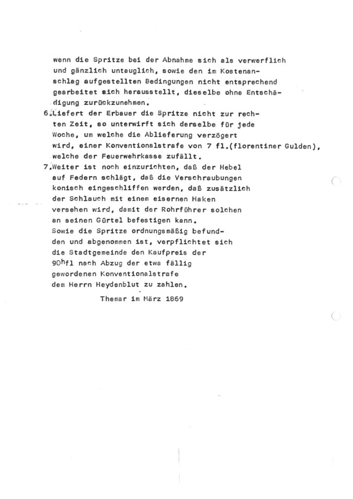 Vertrag Bau Abprotzspritze Anschrift 1869