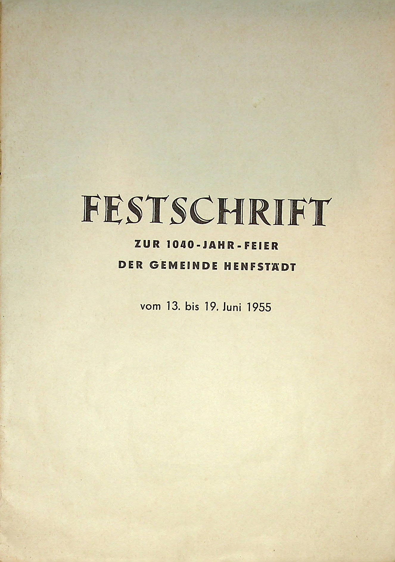 Festschrift Henfstädt 1955